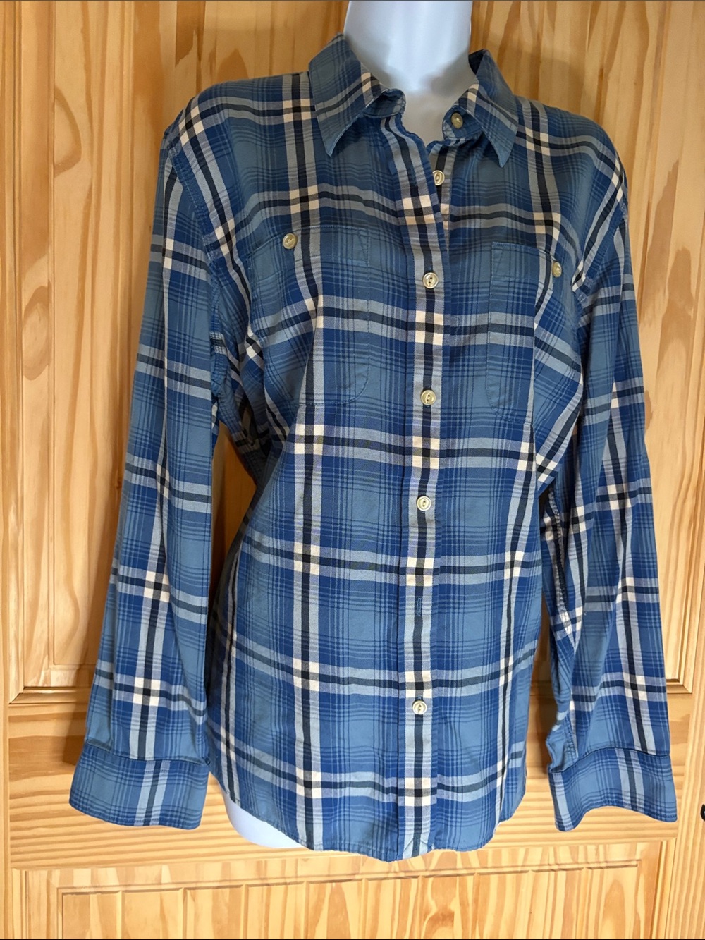 Ralph Lauren Blue and Cream Plaid Button-Down Shirt